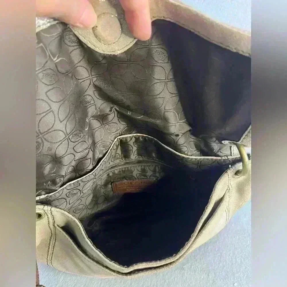 Fossil Long Live Vintage Metallic fabric hobo bag magnetic closure shoulder bag